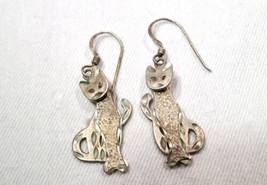 Sterling Silver Signed Layered Dangle Cat Earrings K913 - £38.77 GBP