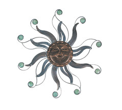 Scratch &amp; Dent Antique Copper Finish Metal Sun Face Wall Hanging - £27.35 GBP