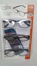 Design Optics F.G Full Frame Classic Reading Glasses 3 PK +1.25 OPEN BOX - $9.89