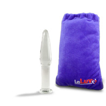 LeLuv Glass Slim Anal Toy Butt Plug Flat Base With Embroidered Padded Pounch - £19.89 GBP