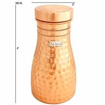 Prisha India Craft Copper Bottle, Hammered Finish Modern Design Bedroom Bottle w - £34.88 GBP