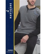 Pijama 3 Botones de Hombre Manga Larga Algodón Cálido Interlock Navigare... - $52.83 CAD
