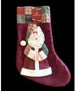 Vintage Christmas Stocking Santa 3D NEW Holiday Time Patchwork Country Y... - $39.62