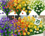 20 Bundles Artificial Flowers For Outdoor Decoration, Spring Summer Deco... - $33.93