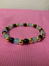 Handmade Multicolored Crystal Beaded Bracelet With Gold Beads Gifts For Women - $40.00