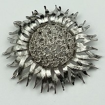 Flower Sunflower MONET Vintage Silver Tone Brooch Pin Open Work Filigree... - £13.40 GBP