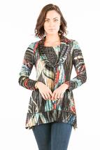 Women&#39;s Velvet Geometrical Print Tunic Blouse Top with Cowl Neck and Lon... - £52.79 GBP