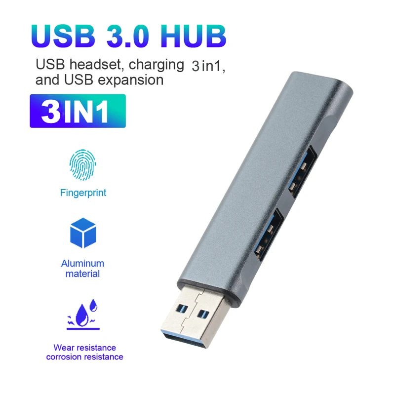 House Home USB HUB 3.0 2.0 Aluminum 3 Port Adapter Multi Usb Splitter For A A A  - £19.75 GBP