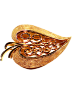 Vintage Gold Color MONET  Filigree Leaf 2&quot; Brooch, signed - $19.99