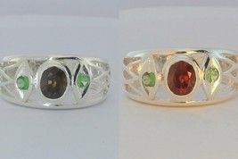 Color Change Garnet Tsavorite Silver Ring Size 10.25 Ajoure Filigree Design 383 - £117.68 GBP