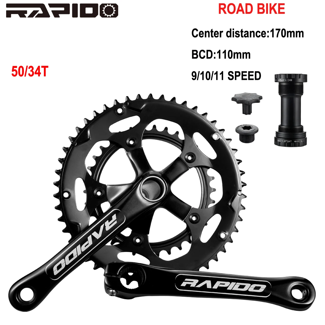 Fast Road Gravel Bicyle Crankset Chainwheel Bike Base Plate And Connecting Rod N - $157.27