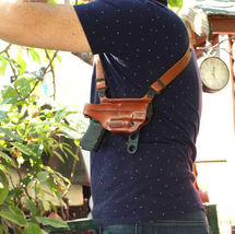 Fits Kimber Carry II 45 ACP 4”BBL Leather Shoulder Holster Double Mag #1468# RH image 2