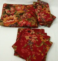 Raymond Waites Savannah Garden Floral Red Oblong Tablecloth Placemats &amp; ... - $96.00