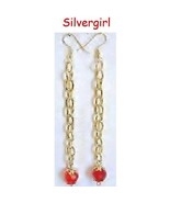 Medium Link Red Gold Plate Chain Earrings - £12.71 GBP