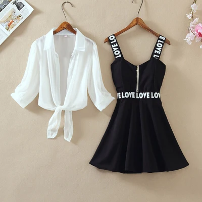 Fashion Women Lantern Sleeve Turn Down Chiffon Shirt Top + Mini Short A Line Let - £48.84 GBP