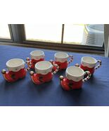 Vintage Set Of 6 Napcoware Japan Christmas Red Elf Santa Boot Mugs MCM - $154.93 CAD
