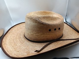 Atwood long oval straw cowboy hat size 7 1/2 - £23.26 GBP