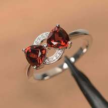 1.75Ct Trillion Cut Red Garnet Diamond Exclusive Pretty Ring 14K White Gold Over - £71.74 GBP