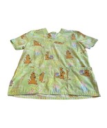 Womens Scooby-Doo Scrub Top Size Medium W/ Pockets Nursing Uniform Flowers - $13.97