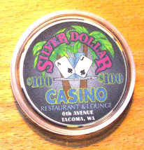 (1) $100. Silver Dollar Casino Chip - 6th Avenue - Tacoma, Washington - ... - £22.74 GBP