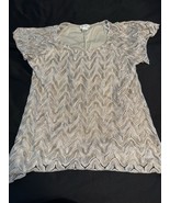 Brittany Black Woman 3X Lace Overlay Top Short Sleeve Beige Lined Blouse - €16,70 EUR
