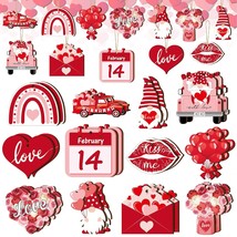 24 Pcs Valentine&#39;S Day Wood Ornaments Valentine&#39;S Day Ornaments For Tree... - $17.99