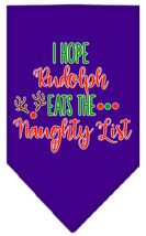 Hope Rudolph Eats Naughty List Screen Print Bandana Purple Size Large - £9.06 GBP