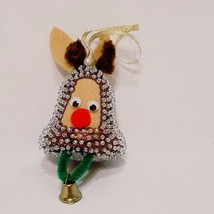 Vintage Reindeer Handmade Beaded Sequin Push Pin Christmas Ornament 4&quot; - £13.65 GBP