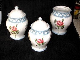 Canister Set of 3 Raymond Waites Hampton Garden Flowers and Butterfly&#39;s - £21.36 GBP