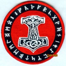 THORS HAMMER PATCH MOLJINOR asatru viking odin rune norse mythology - £4.79 GBP