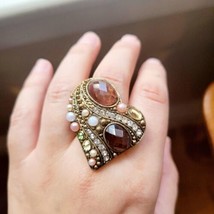 Vintage Boho Heart Ornate Gemstone Ring - $44.99