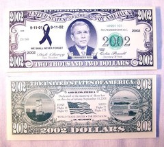 25 BUSH 2002 DOLLAR BILLS collector fake money bill - $2.84