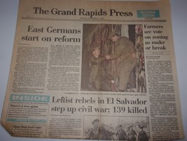 Vintage Grand Rapids Press MI East Germans Start On Reform Nov 1989 - $2.99