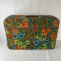 Vintage Flower Power Suitcase Luggage 60s-70&#39;s BoHo Hippee bold galaxy trav-ler - £63.61 GBP