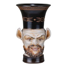 Unique Ancient Greek Rhyton Drinking Cup with Satyr Head Authentic Ceramic Vase - £486.51 GBP