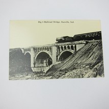 Train Postcard Danville Indiana Big 4 Railroad Bridge Photo Antique Litho Print - £15.44 GBP