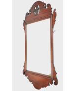 Antique Fleur de Lis Feather Scroll Chippendale Mahogany Wood Wall Mirro... - $1,979.99