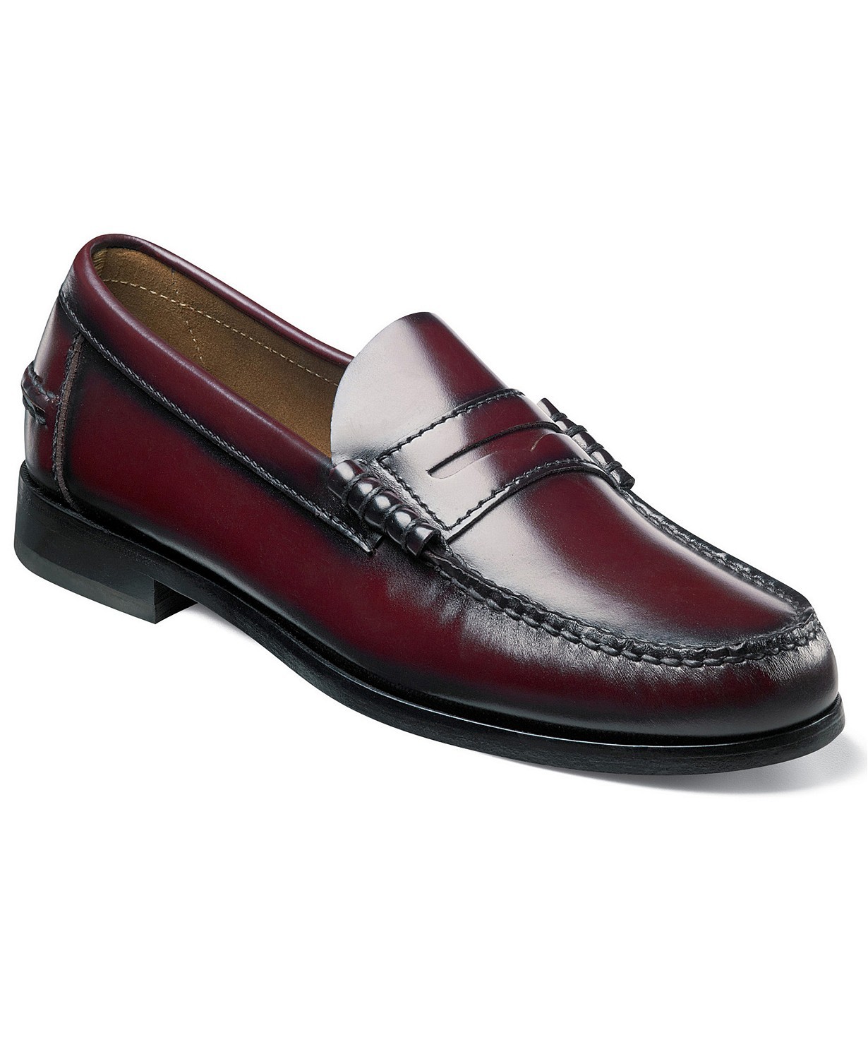 Hand Made Men Burgundy Color Penny Loafer Custom Genuine Leather Shoes US 7-16