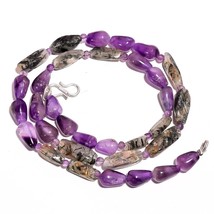 Natural Green Rutile Quartz Amethyst Gemstone Smooth Beads Necklace 17&quot; UB-3096 - £8.55 GBP