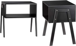 End Table Set Of 2 Furniture Side Accent Black Nightstand Bedside Sofa Wood  New - £42.54 GBP
