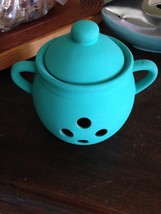 Turquoise Ceramic garlic roasted jar with lid - £19.76 GBP