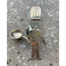 Whimsical 925 Sterling Silver Chief With Frying Pan Tie Tack Or Brooch Sky - $40.75