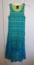 PAPER DOLL GIRL&#39;S POLYESTER KNIT MAXI DRESS-12-TEAL/LIME NWOT-CUTE - £11.73 GBP