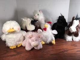 Lot Of 7 Webkinz Persian Cat Cow Black Stallion Clydesdale Pig Chicken No Codes - £11.36 GBP