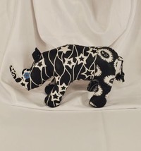 Lydia&#39;s Mission Market Rhinoceros Plush South Africa Stuffed Handmade Mosaic  - £15.72 GBP