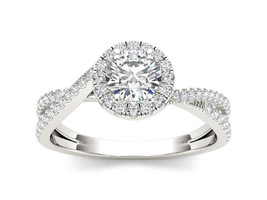 Authenticity Guarantee 
14K White Gold 1ct TDW Diamond Halo Twist Shank Engag... - £1,602.98 GBP