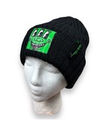 Keith Haring Black Beanie Hat Green Three Eyed Face Tight Knit Stretch S... - £30.37 GBP