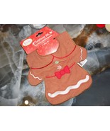 Frenchie Mini Couture Girl Gingerbread Bib Christmas Embroidered NEW - $171.21 MXN