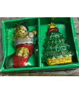 Springwater 3164 Christmas glass ornaments Tree Stocking Vintage vtg BOX... - $24.22