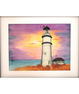 Lake Michigan Lighthouse  - sunset  - sunrise  - water - boat - $35.00